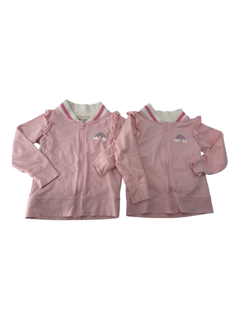 Monica & Andy Twin Pink Rainbow Organic Cotton Toddler Girls' Zip-Up Sweater